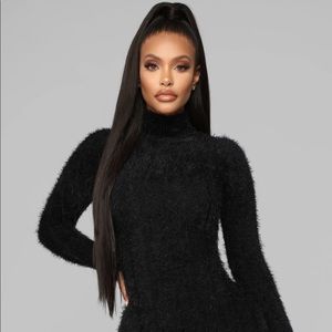 Fashion Nova Fuzzy Sweater Dress - Black